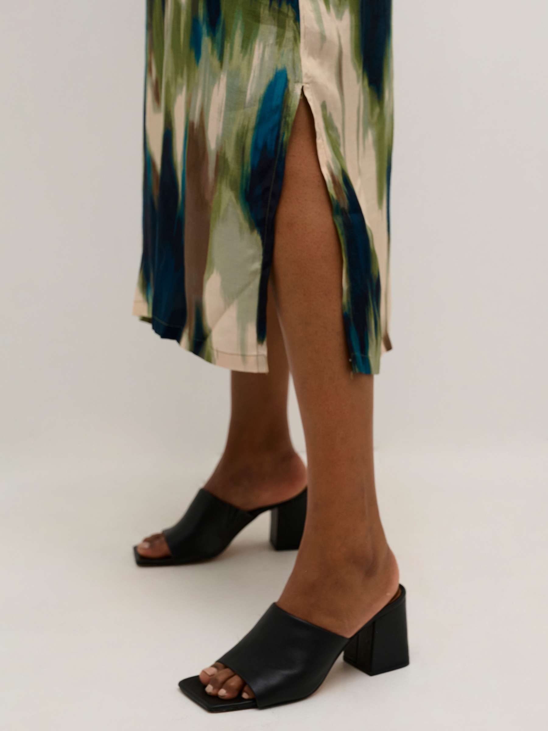 Buy KAFFE Drylia Long Sleeve Midi Dress, Green/Multi Online at johnlewis.com