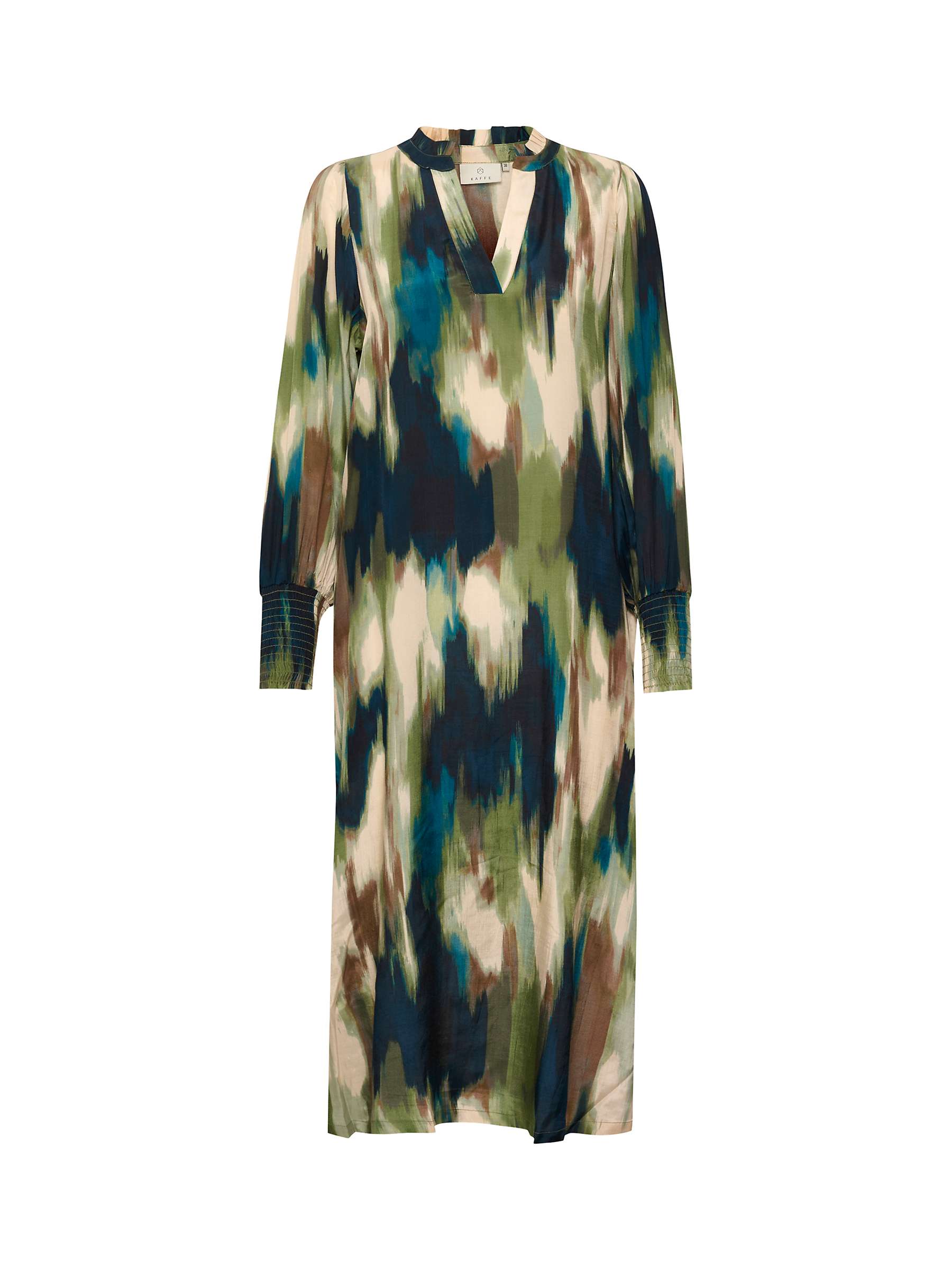 Buy KAFFE Drylia Long Sleeve Midi Dress, Green/Multi Online at johnlewis.com