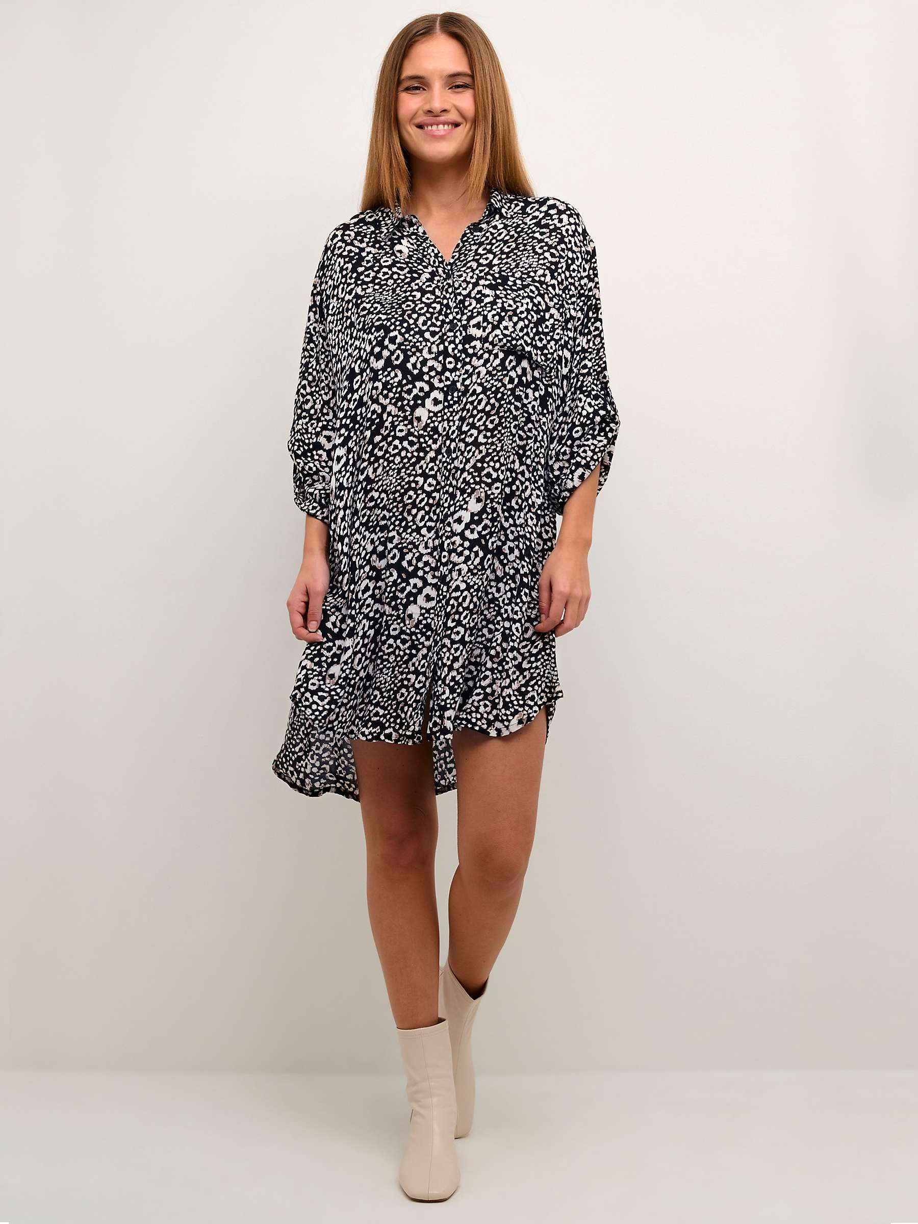 Buy KAFFE Marita Oversized Shirt Dress, Black/Chalk Online at johnlewis.com