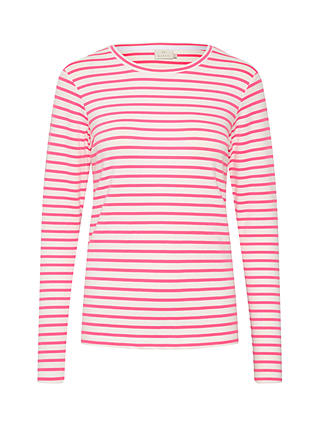 KAFFE Liddy Striped Long Sleeve T-Shirt, Chalk/Pink