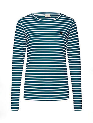 KAFFE Liddy Striped Long Sleeve T-Shirt, Legion Blue/Chalk