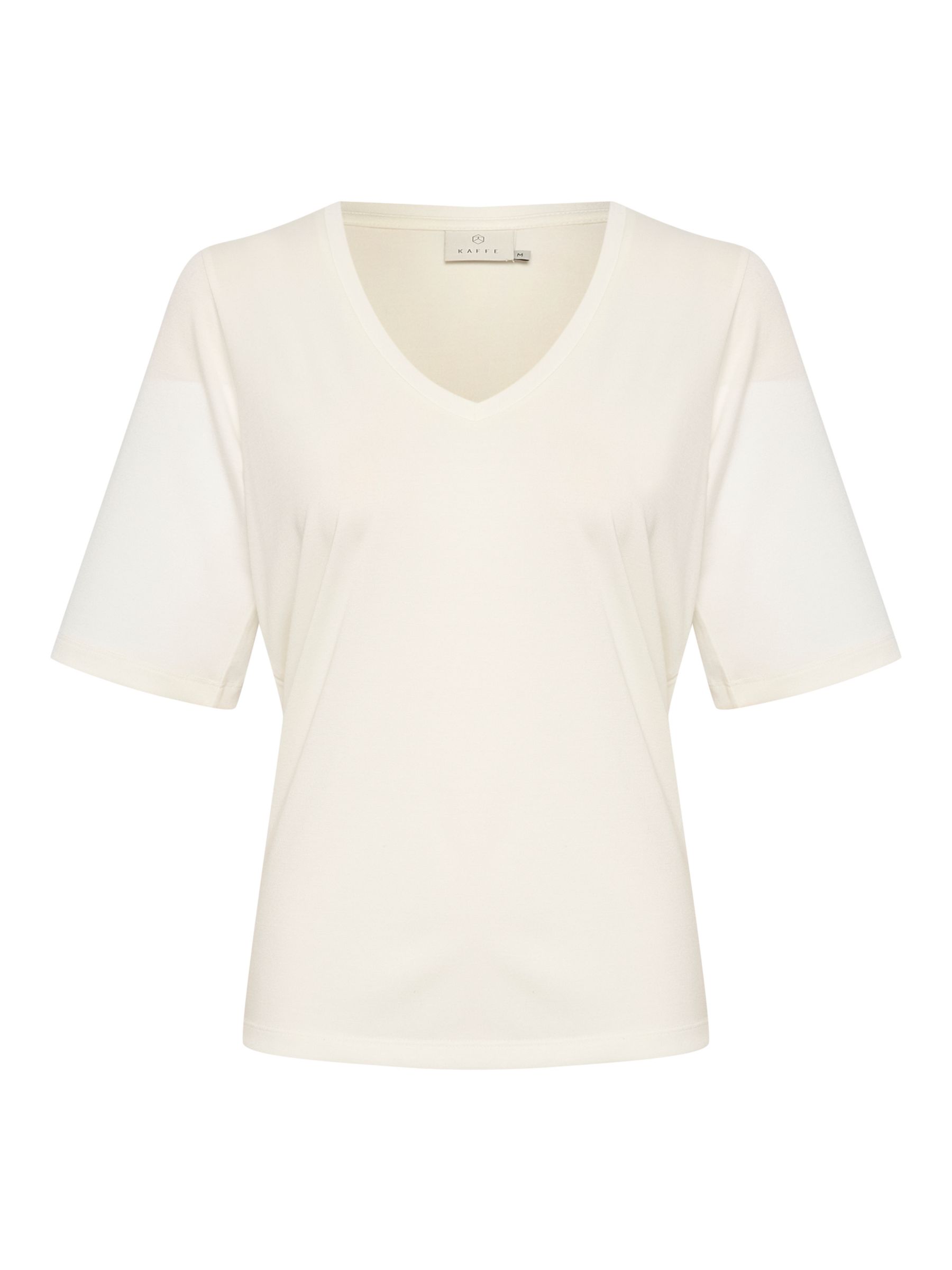 KAFFE Lise Half Sleeve V-Neck T-Shirt, Chalk at John Lewis & Partners