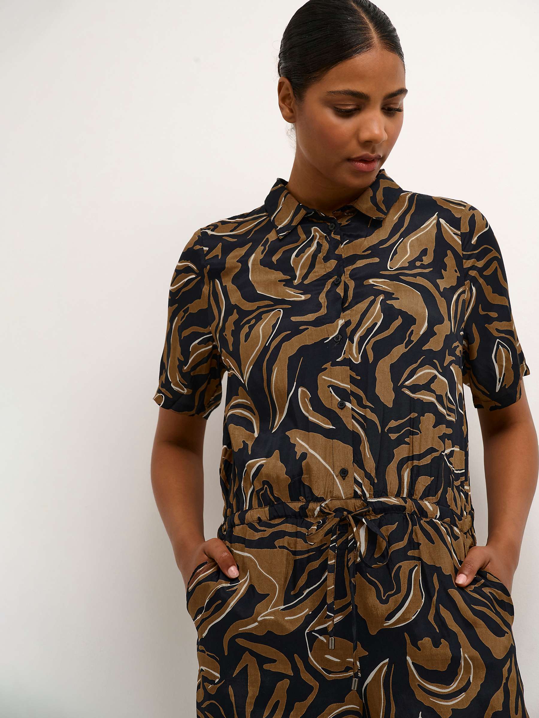Buy KAFFE Dorita Short Sleeve Jumpsuit, Black/Multi Online at johnlewis.com