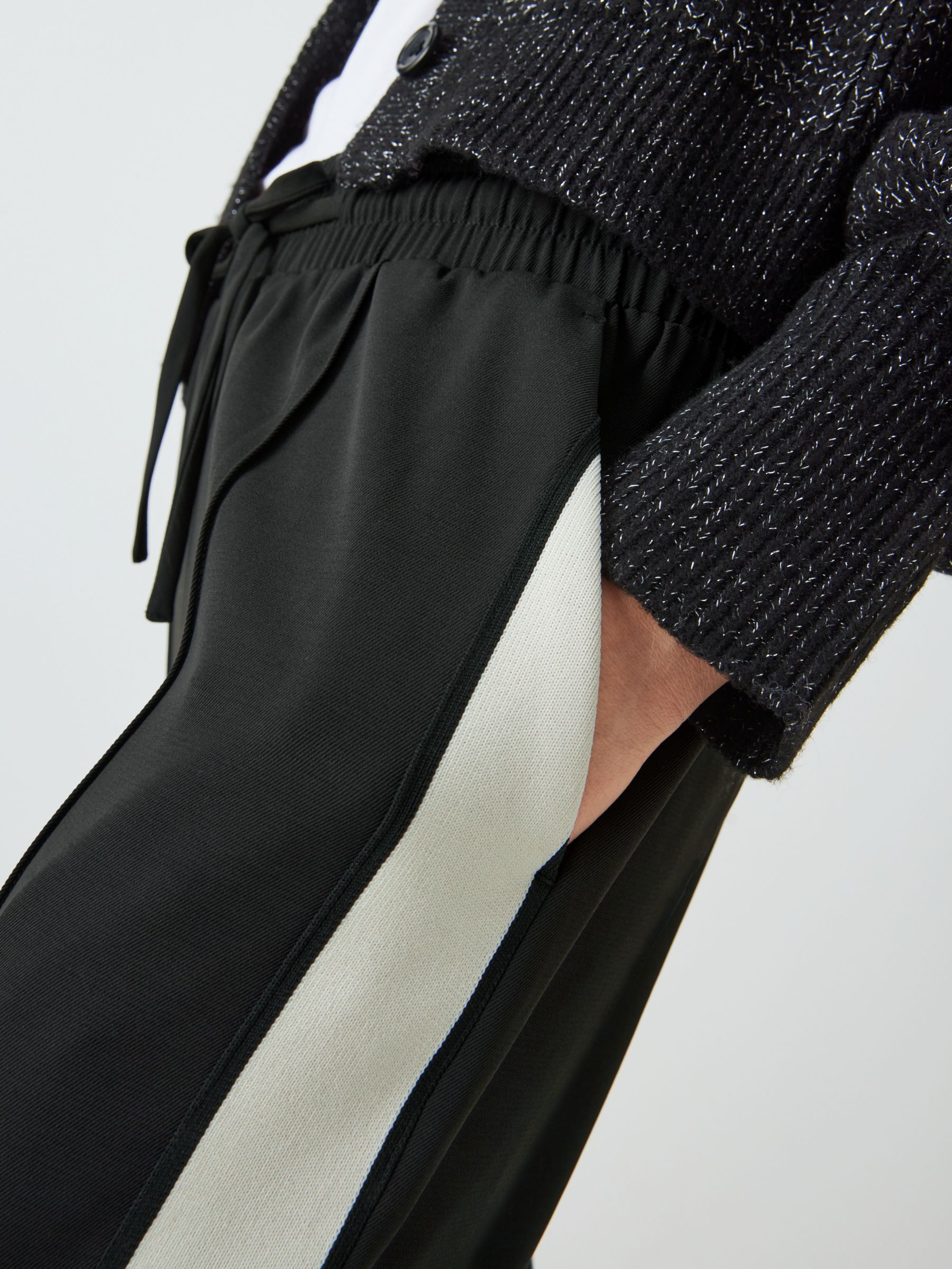John Lewis ANYDAY Side Stripe Trousers, Black, 8