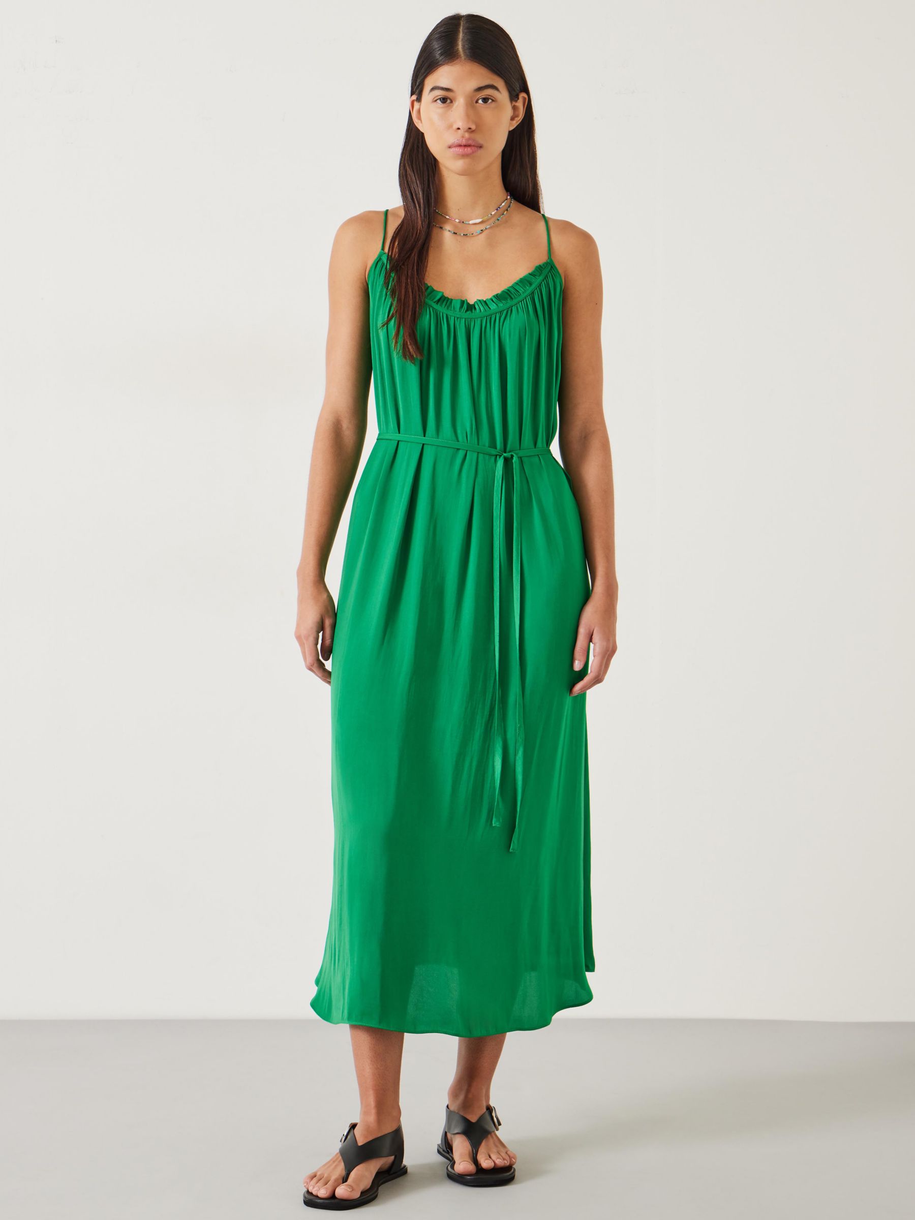 HUSH Lillie Plain Maxi Dress, Green at John Lewis & Partners