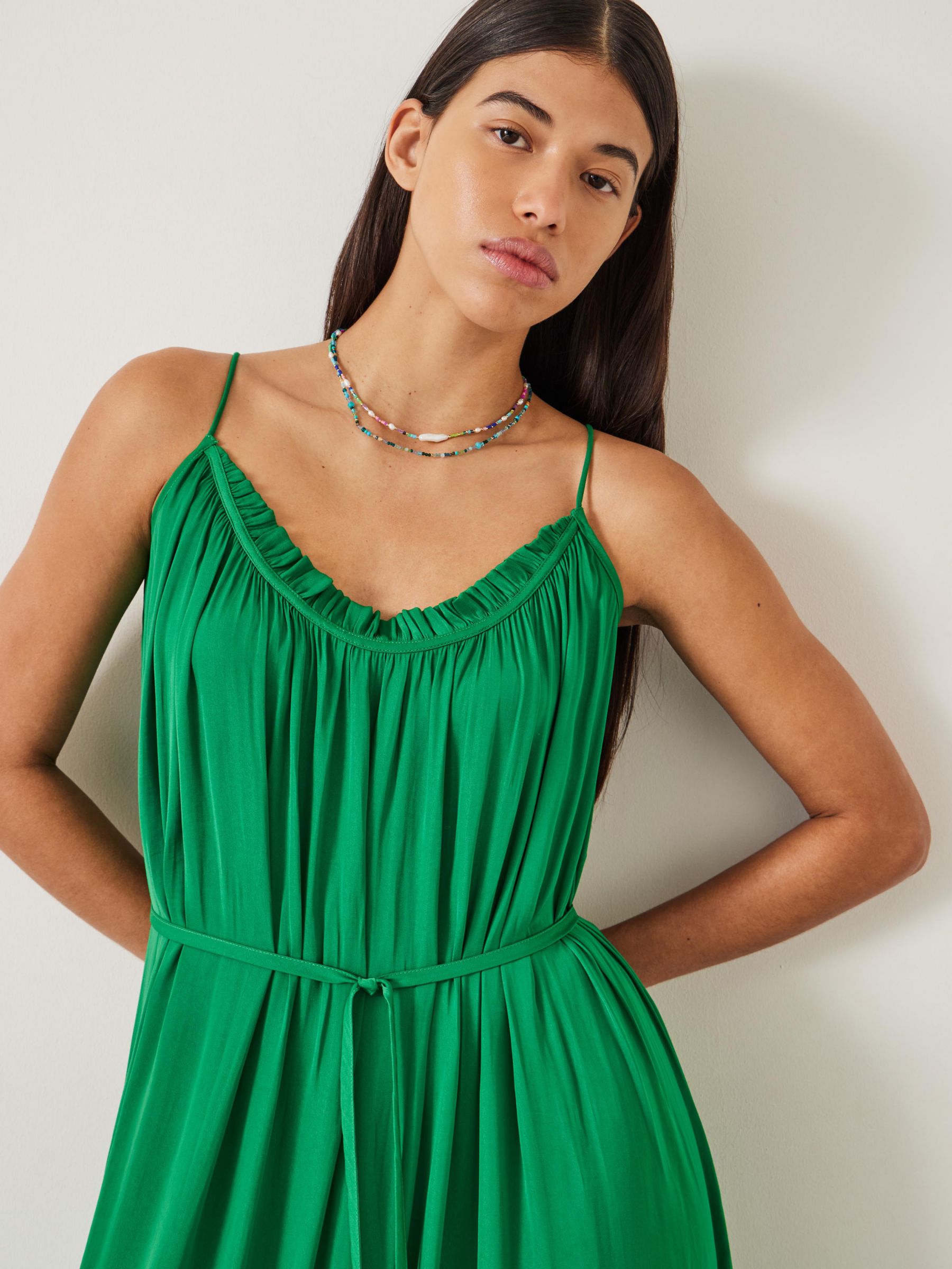 HUSH Lillie Plain Maxi Dress, Green, 10