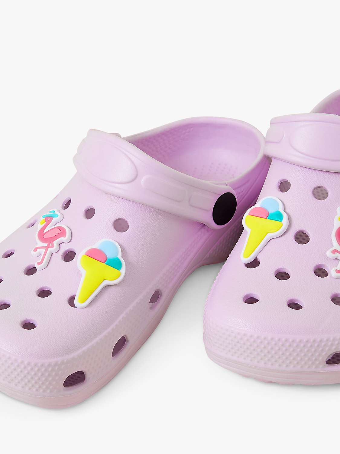 Buy Angels by Accessorize Kids' Flamingo Charm Clogs, Lilac Online at johnlewis.com