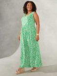 Live Unlimited Curve Paisley V Neck Sleeveless Maxi Dress, Green