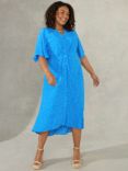 Live Unlimited Curve Spot Ruched Front Shirt Dress, Blue