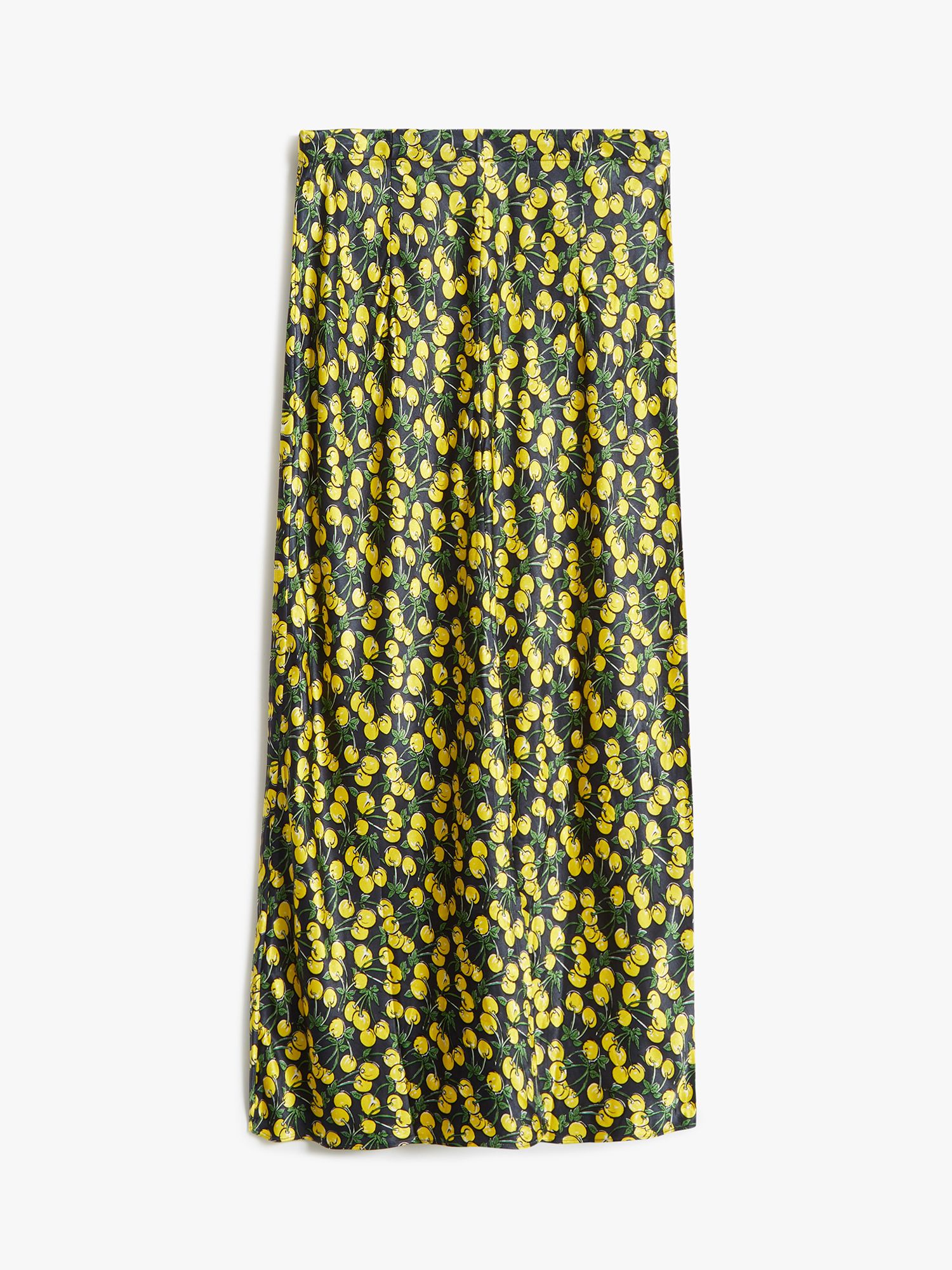 Buy HUSH Simone Cherry Print Maxi Skirt, Yellow/Black Online at johnlewis.com