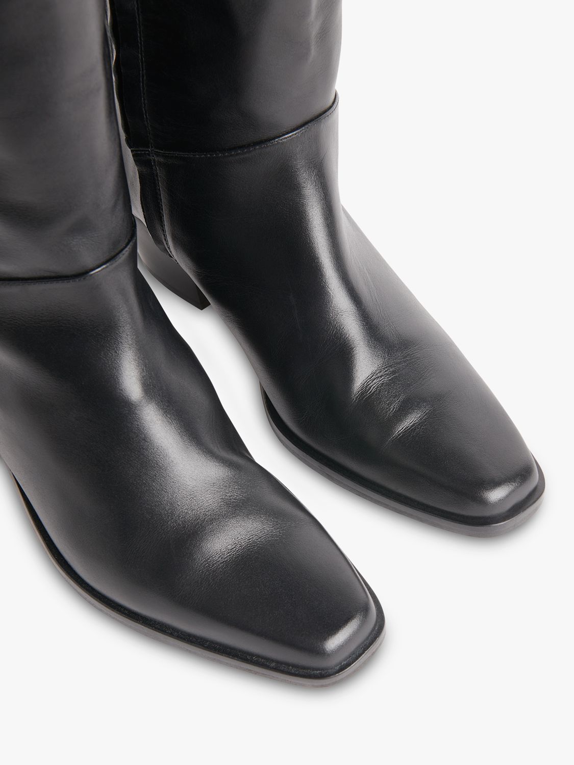 Whistles Asa Block Heel Western Boots, Black at John Lewis & Partners