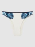 Reiss Lucille Floral Placement Bikini Bottoms, White/Blue