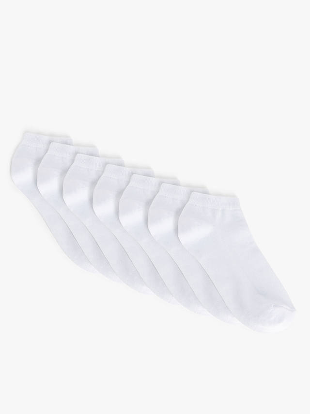 John Lewis ANYDAY Men's Trainer Liner Socks, Pack of 7, White 