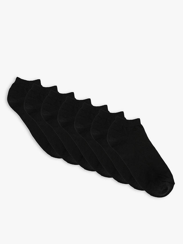 John Lewis ANYDAY Men's Trainer Liner Socks, Pack of 7, Black
