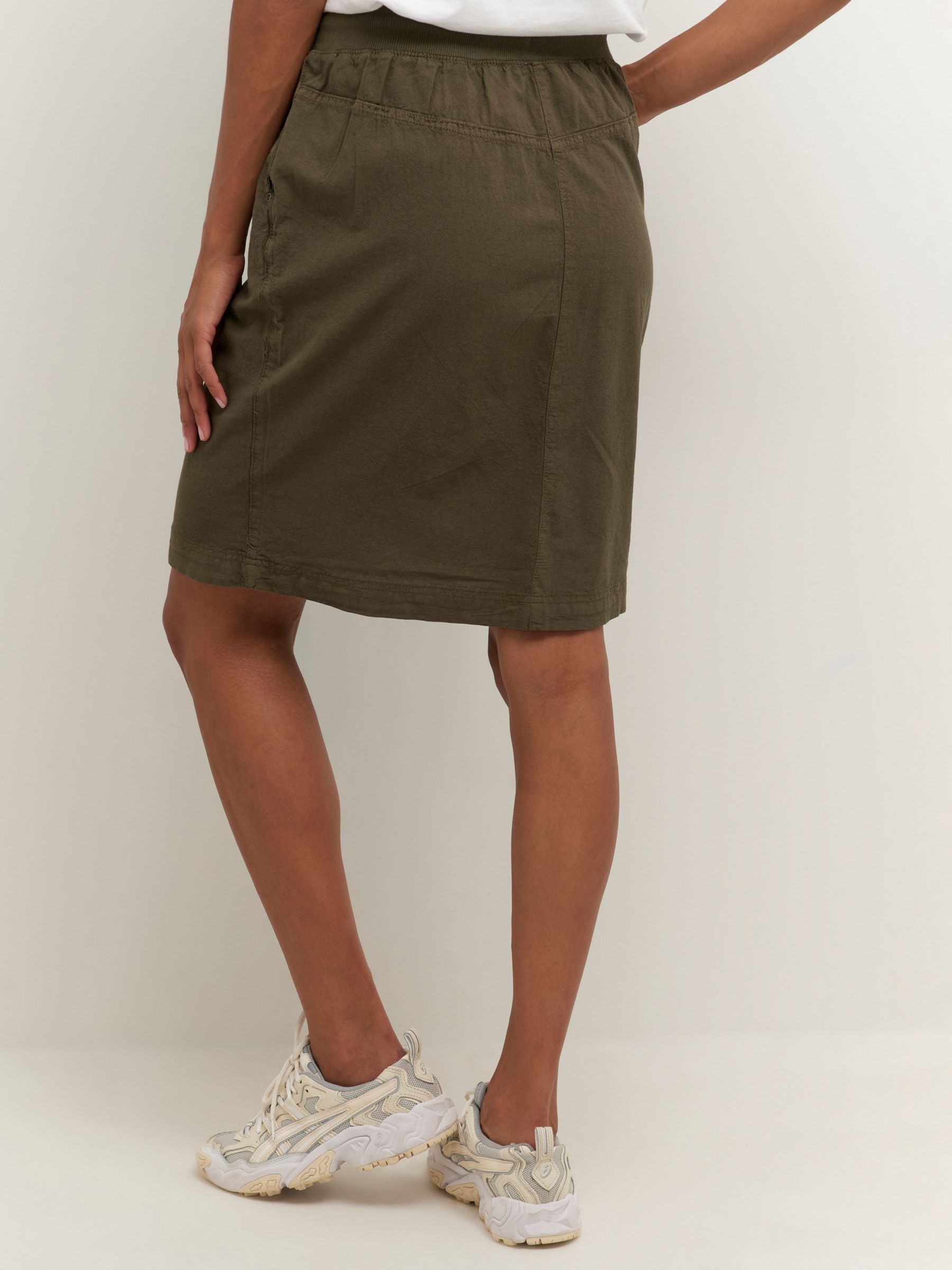 KAFFE Naya Plain Cotton Skirt, Grape Leaf, 14