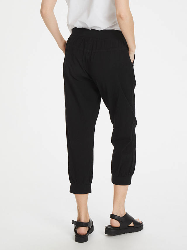 KAFFE Naya Capri Cropped Tapered Joggers, Black Deep