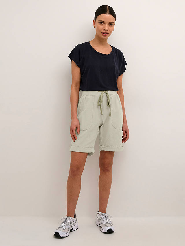 KAFFE Naya Elastic Waist Cotton Shorts, Seagrass
