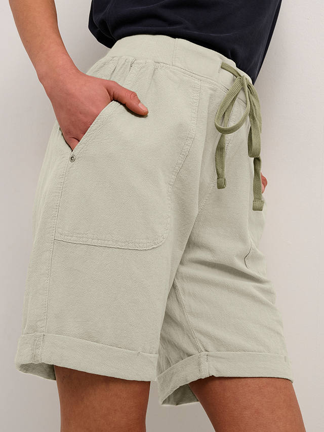 KAFFE Naya Elastic Waist Cotton Shorts, Seagrass