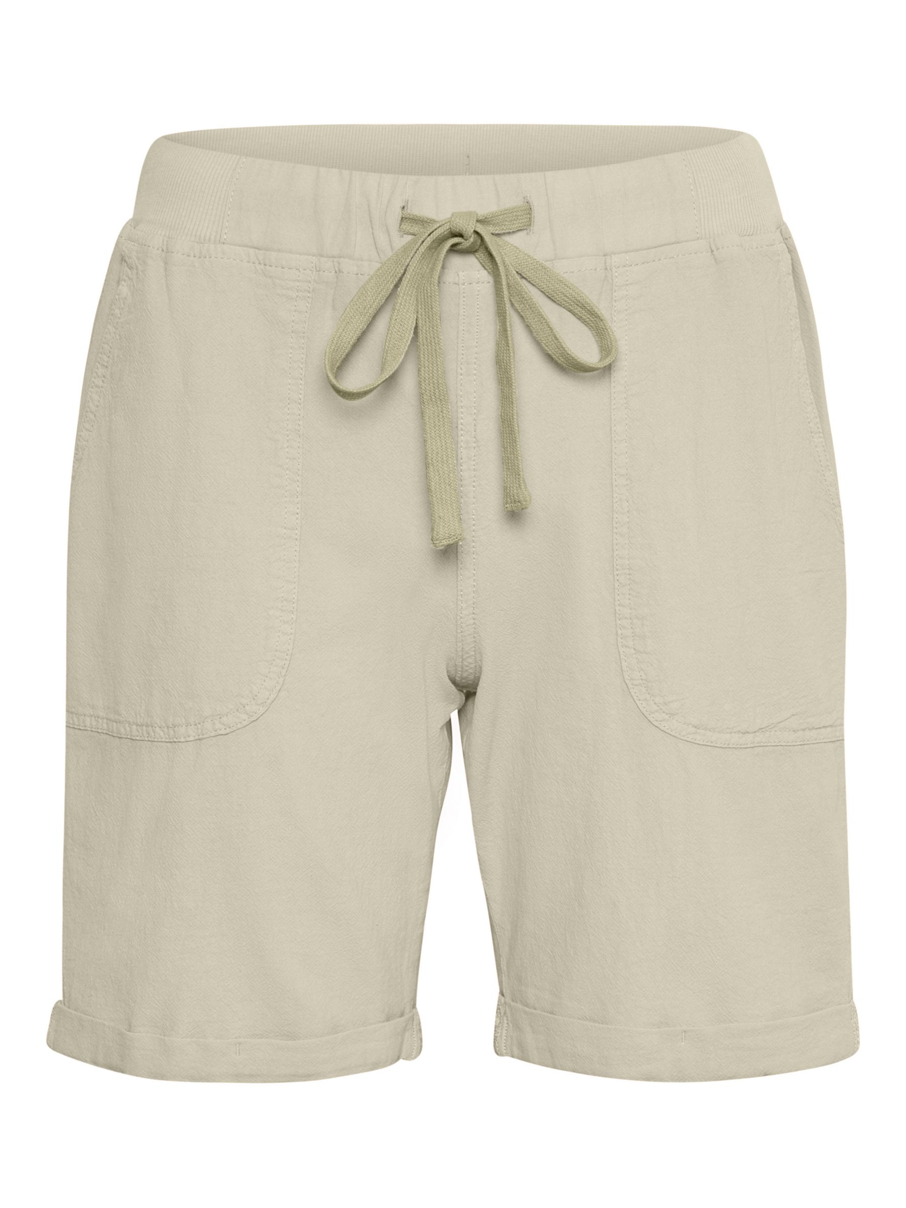 KAFFE Naya Elastic Waist Cotton Shorts, Seagrass at John Lewis & Partners