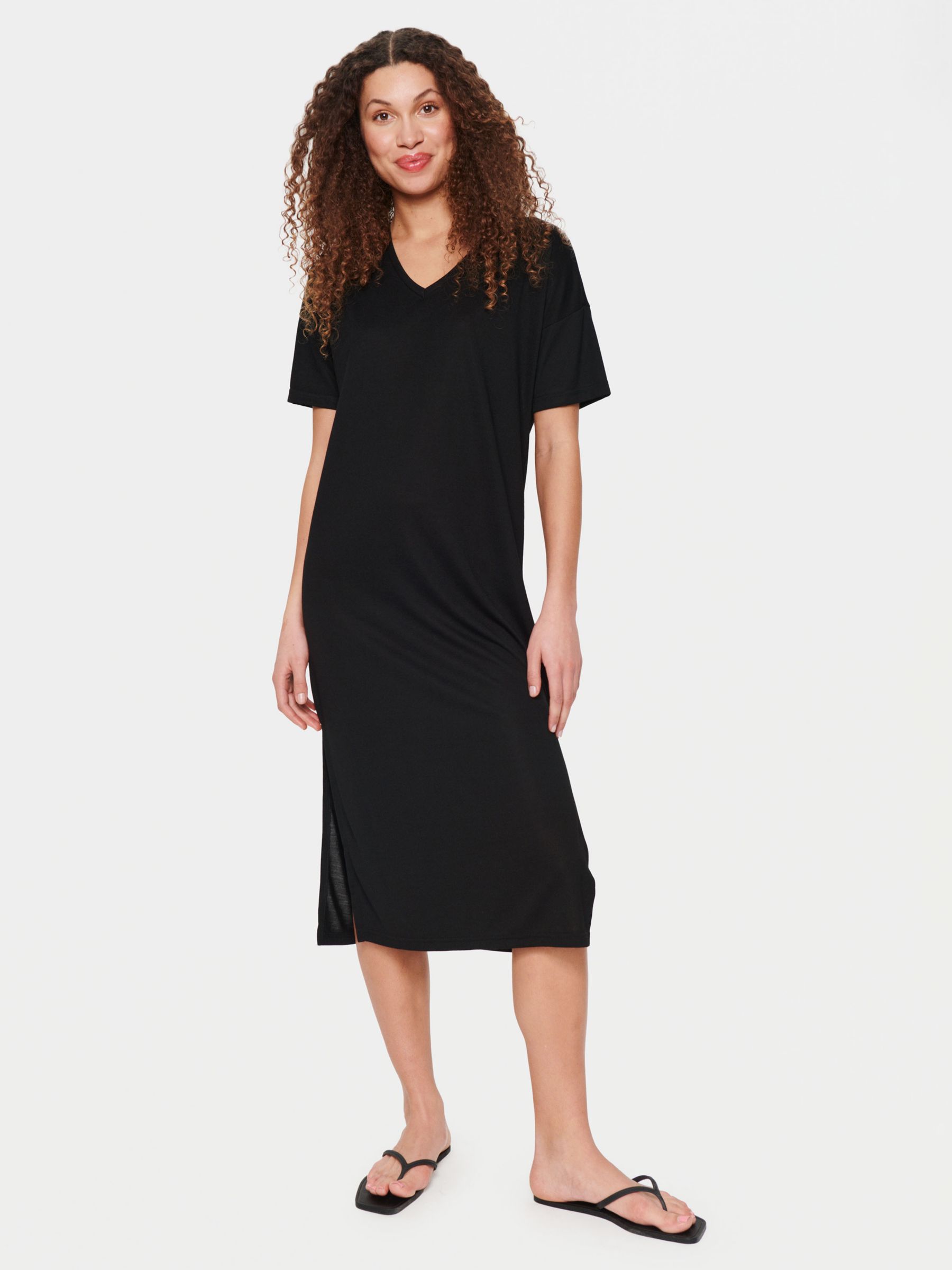 Saint Tropez Ubba T-Shirt Midi Dress, Black at John Lewis & Partners