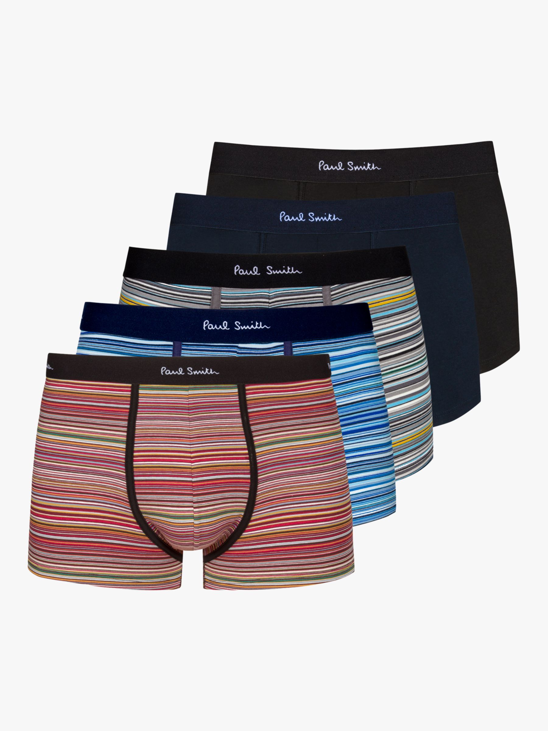 Paul Smith Stripe and Plain Trunks, Pack of 5, Multi, XL