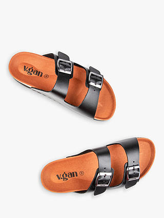 V.GAN Vegan Raspberry Footbed Sandals, Black