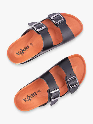 V.GAN Vegan Plum Double Strap Footbed Sandals, Black
