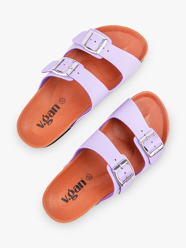 V.GAN Vegan Plum Double Strap Footbed Sandals, Lilac