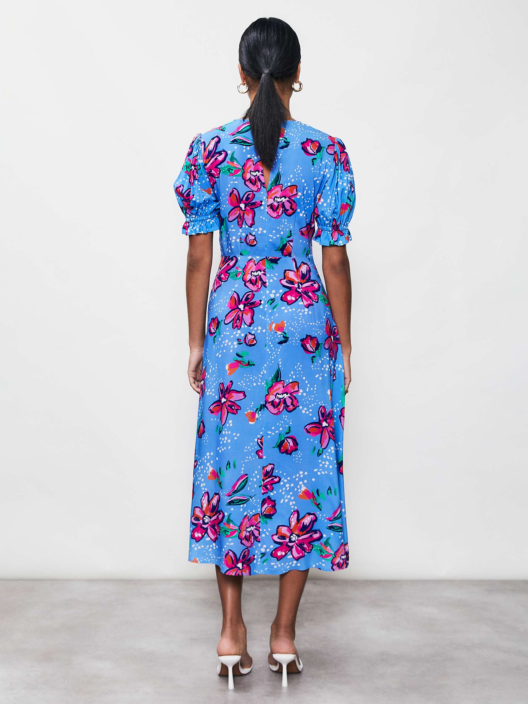 Finery Mela Floral Midi Dress, Blue at John Lewis & Partners