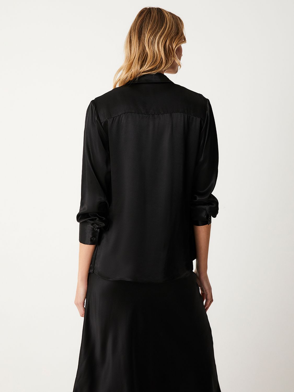 Finery Cynthia Satin Shirt, Black at John Lewis & Partners