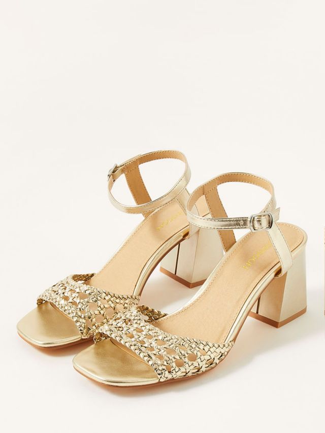 Monsoon Wendy Woven Block Heel Sandals Gold 4