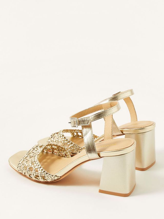 Monsoon Wendy Woven Block Heel Sandals Gold 4