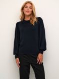 KAFFE Fenia Balloon Sleeve Knitted Jumper, Midnight Marine