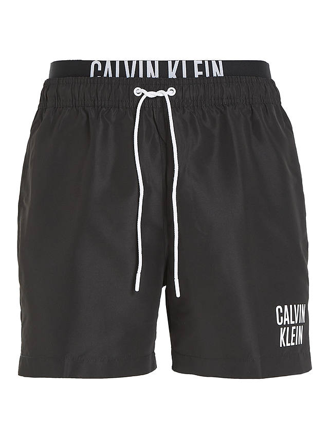 Calvin Klein Intense Power Double Waistband Swim Shorts, Black at John ...
