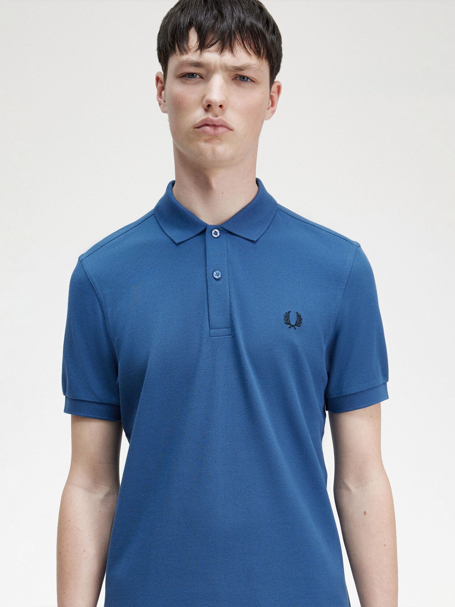 Fred Perry Plain Short Sleeve Polo Top, Midnight Blue at John Lewis ...