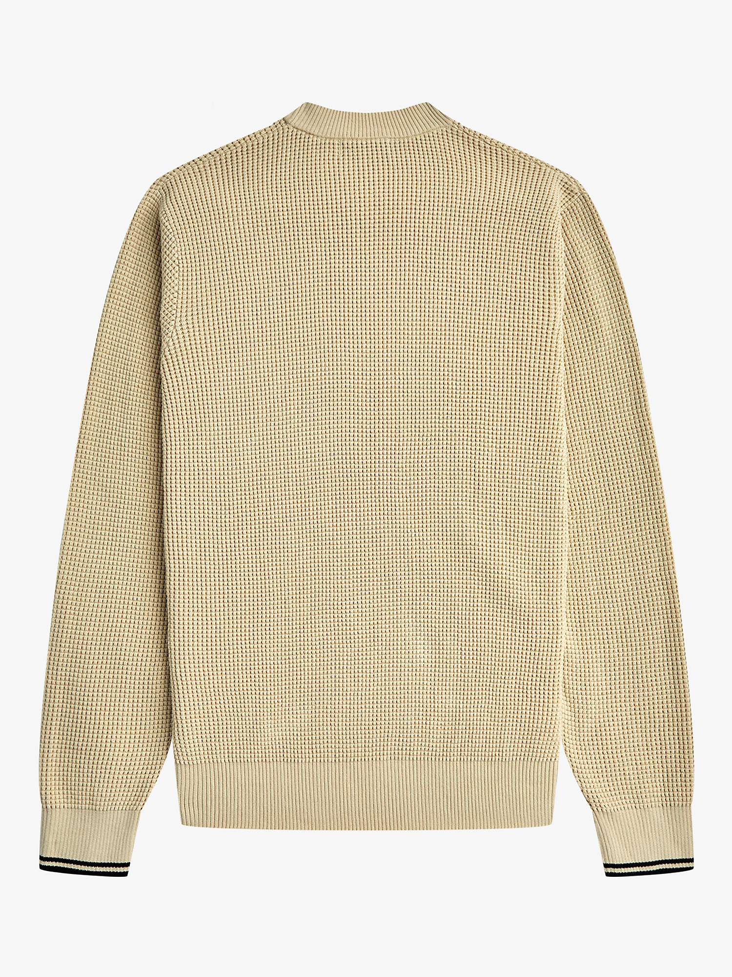 Fred Perry Waffle Stitch Knit Jumper, Oatmeal at John Lewis & Partners