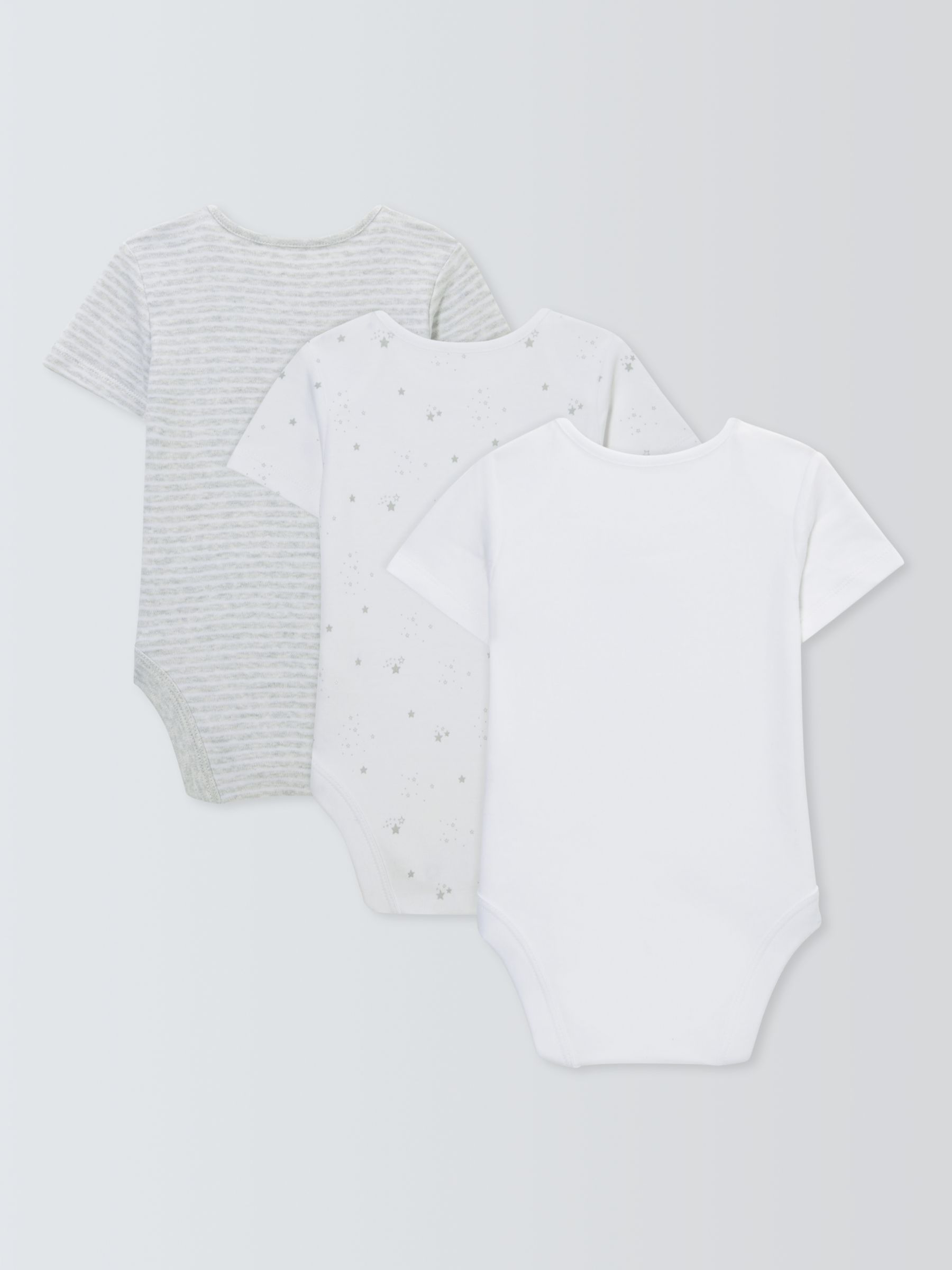 Buy John Lewis Baby Cotton Star Print Bodysuits, Pack of 3, White Online at johnlewis.com