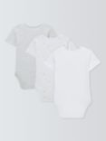 John Lewis Baby Cotton Star Print Bodysuits, Pack of 3, White