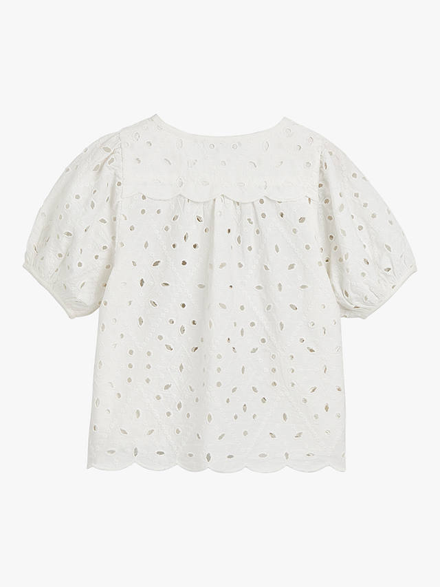 Whistles Kids' Broderie T-Shirt, Ivory