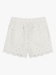 Whistles Kids' Cotton Broderie Detail Shorts, Ivory
