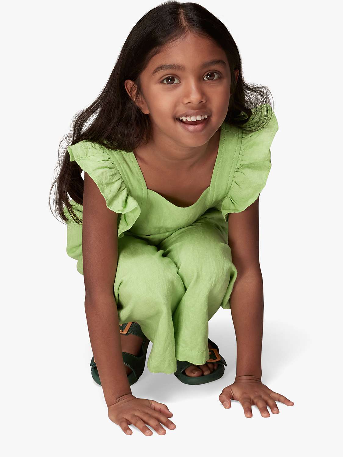 Buy Whistles Kids' Meg Linen Blend Jumpsuit, Green Online at johnlewis.com