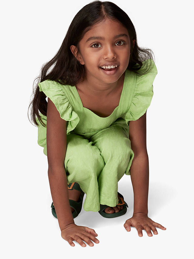 Whistles Kids' Meg Linen Blend Jumpsuit, Green