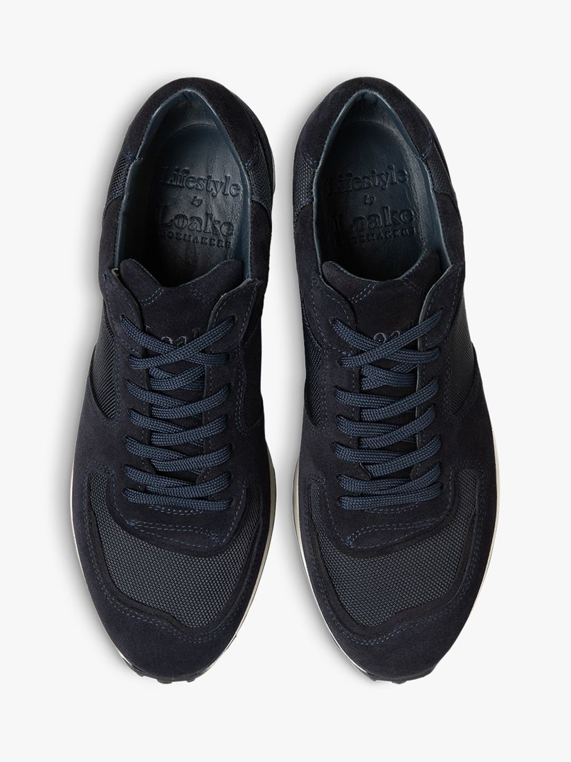 Loake Foster Suede and Canvas Trainers, Blue at John Lewis & Partners
