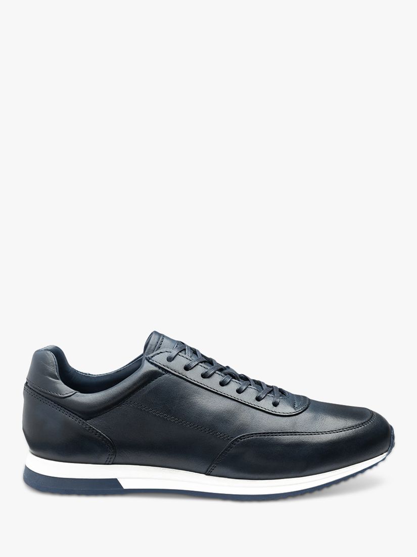 Loake Bannister Leather Trainers, Blue, 8