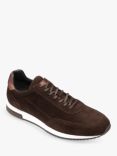 Loake Bannister Suede Leather Trainers, Dark Brown