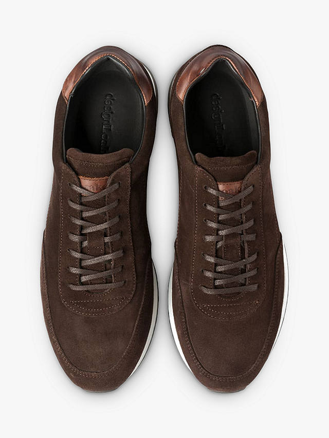 Loake Bannister Suede Leather Trainers, Dark Brown