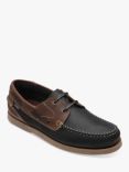 Loake Lymington Oiled Nubuck Boat Shoes, Navy/Brown