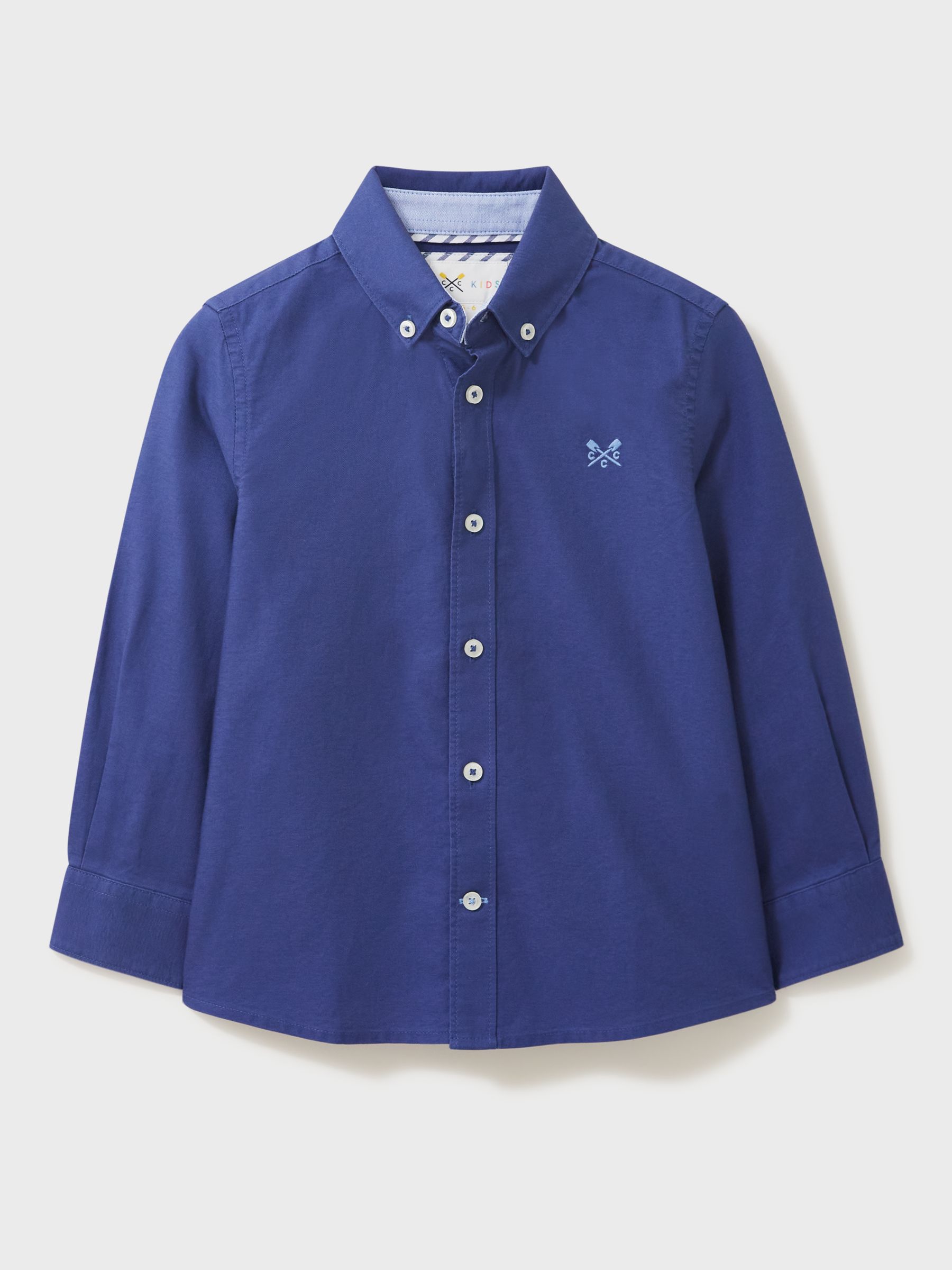 Crew Clothing Kids' Mini-Me Oxford Shirt, Navy Blue at John Lewis ...