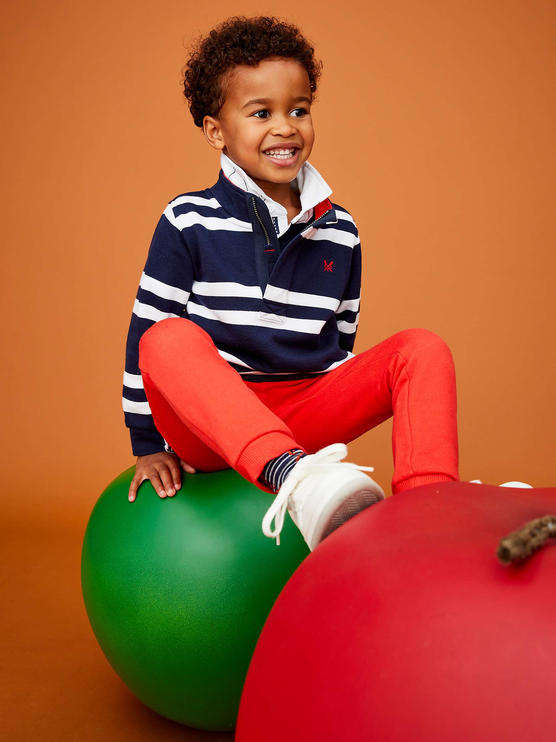 Buy Crew Clothing Kids' Half Zip Stripe Sweatshirt, Navy Blue Online at johnlewis.com