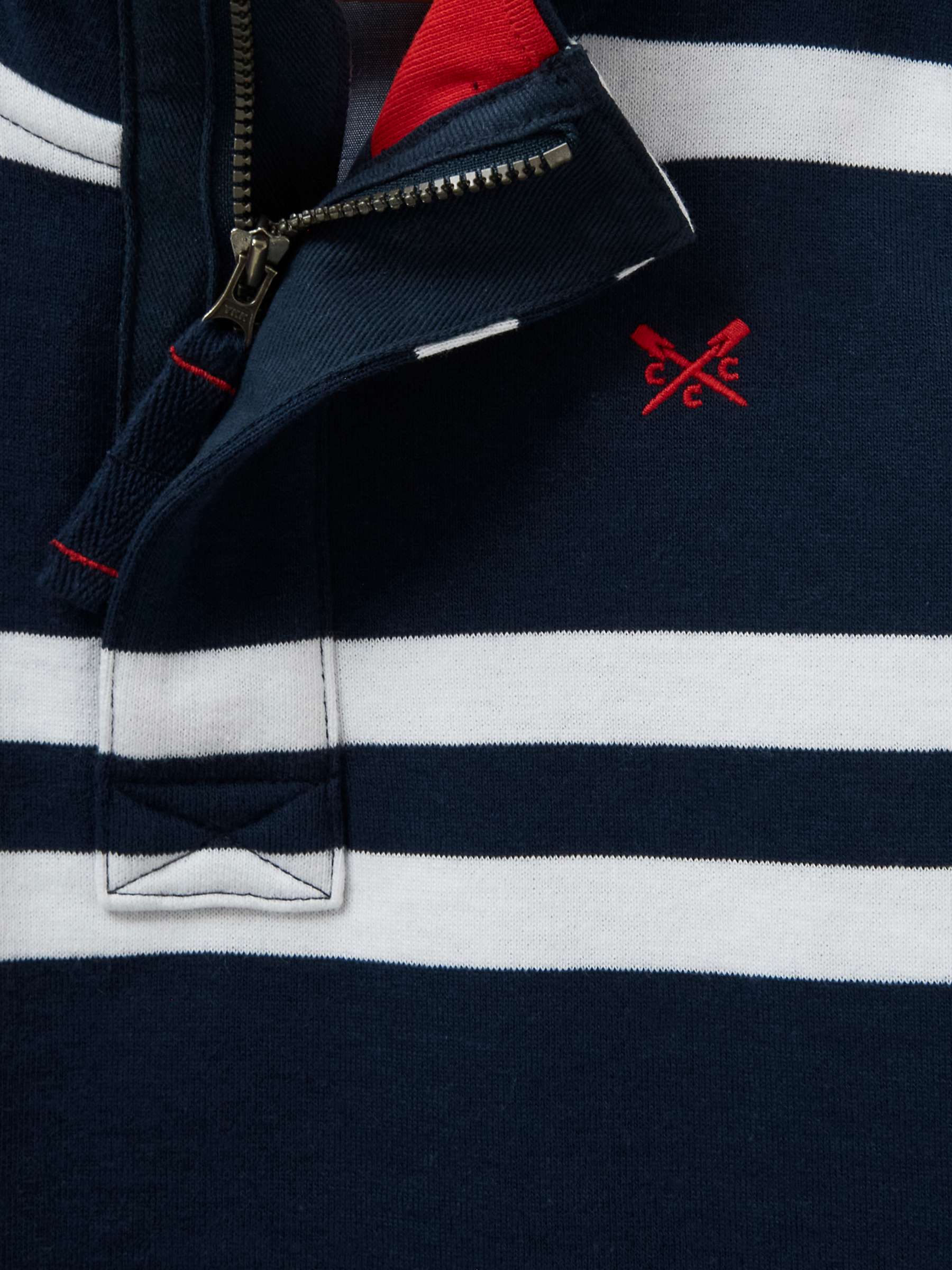 Buy Crew Clothing Kids' Half Zip Stripe Sweatshirt, Navy Blue Online at johnlewis.com